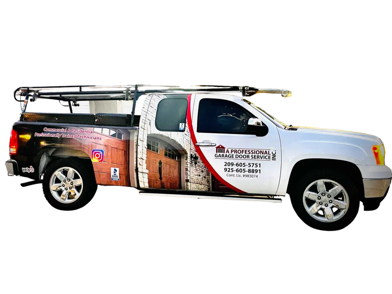 A Professional Garage Door Service vehicle for garage door repair and installation