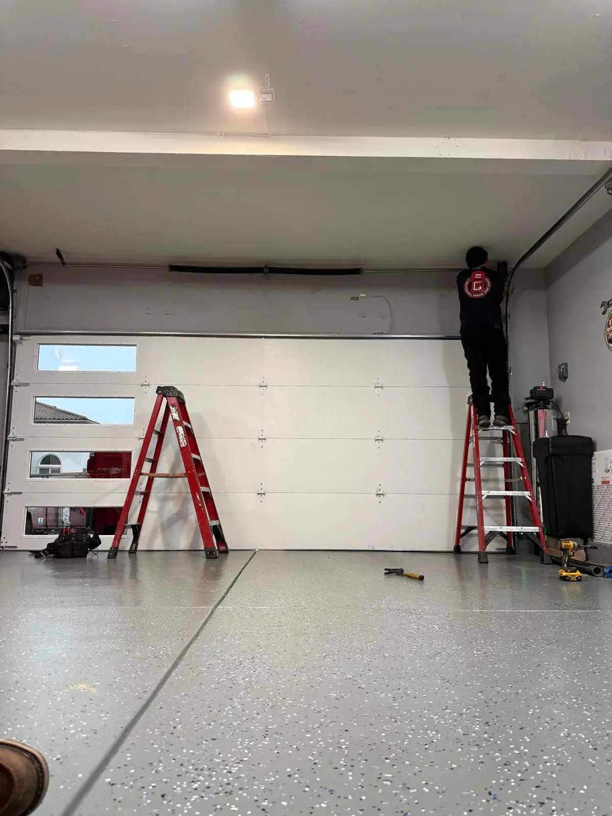 C.H.I. Model 2147 with Left-Side Tinted Tempered Glass and Side-Mounted LiftMaster Opener
