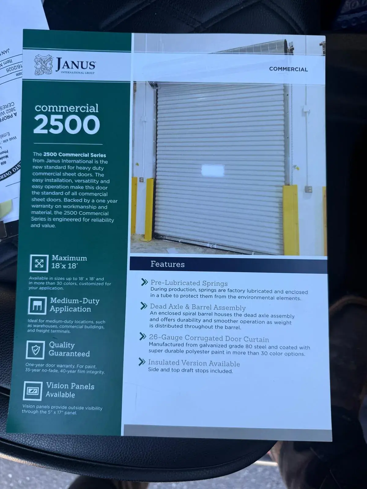 18x9 Janus Model 2500 White Commercial Roll-Up Door Installation — Roll-up barrel and curtain setup, guide alignment, chain or electric readiness, tensioning, final test. Product/job: 18' x 9' — aprof