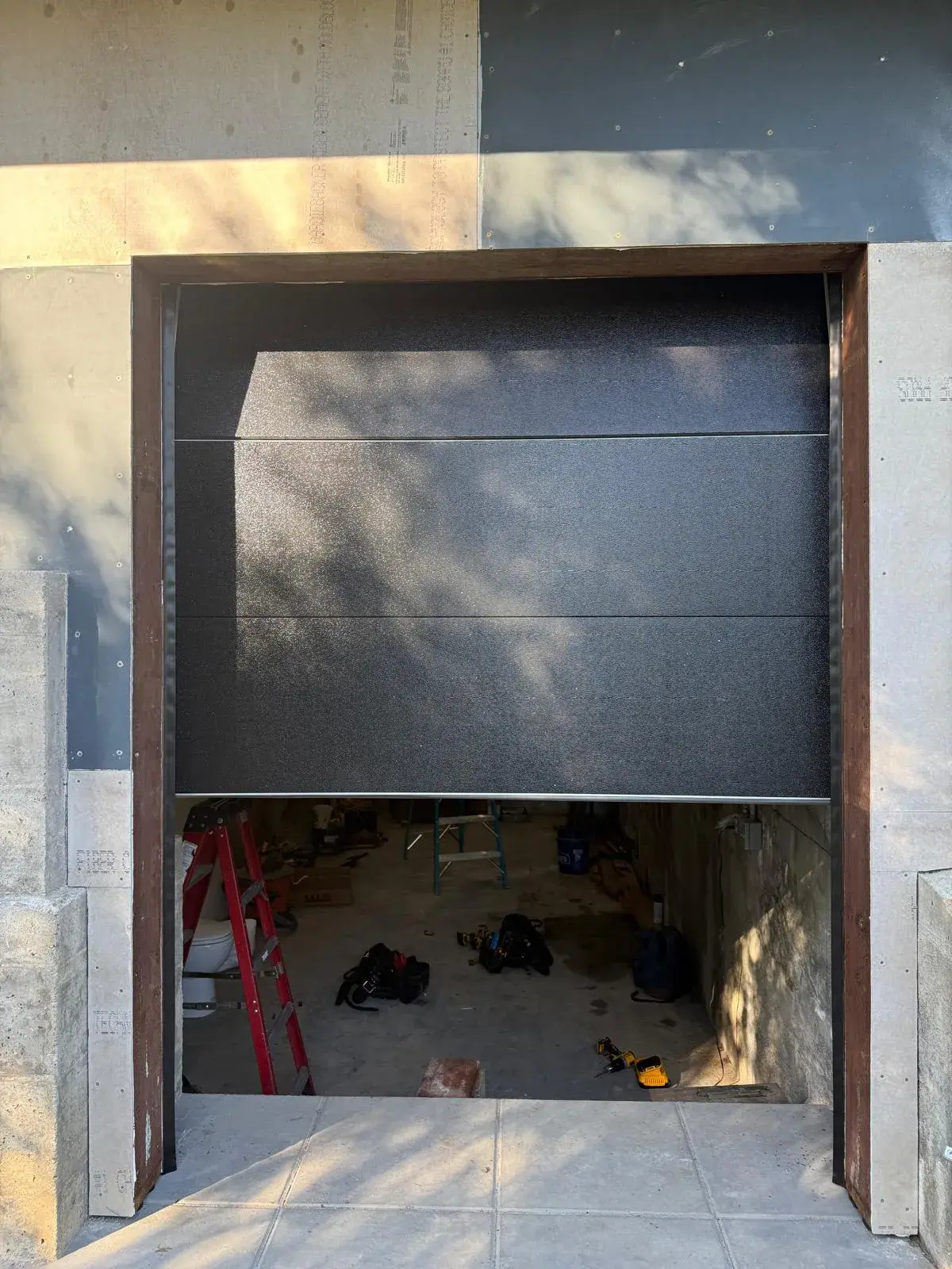 Special-Order C.H.I. Model 2147 Doors: Black Custom Size and Walnut Plank with Matching Entry Door